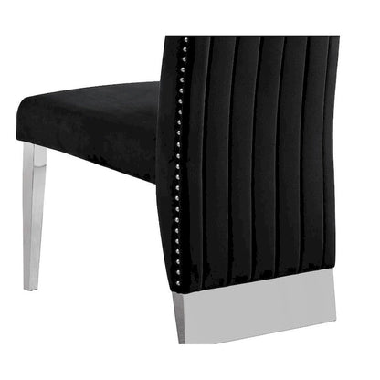 Best Quality Furniture Dining Chair includes Pleated Back, Nailhead-Trimmed, Chrome-Legged Chair (Set of 2)