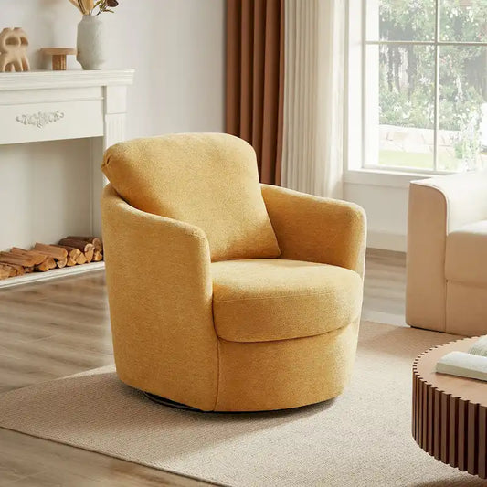 Art Leon Modern Comfortable Corduroy Fabric Swivel Barrel Accent Chair