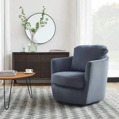 Art Leon Modern Comfortable Corduroy Fabric Swivel Barrel Accent Chair