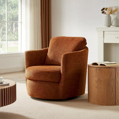 Art Leon Modern Comfortable Corduroy Fabric Swivel Barrel Accent Chair