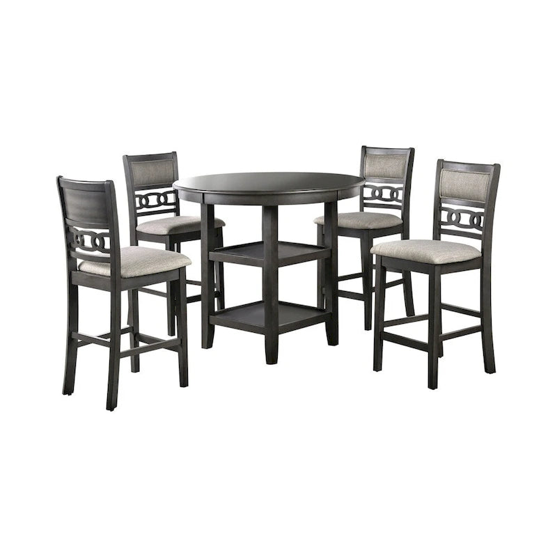 Vigg Transitional Grey Fabric 5-Piece Counter Height Dining Set by Furniture of America