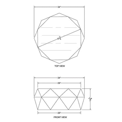 Bon 33 Inch Diamond Shape Acacia Wood Coffee Table With Smooth Top, Dark Brown
