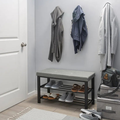 Simplify Entryway Bench with Shoe Storage in Grey - 32x 12.6x 18