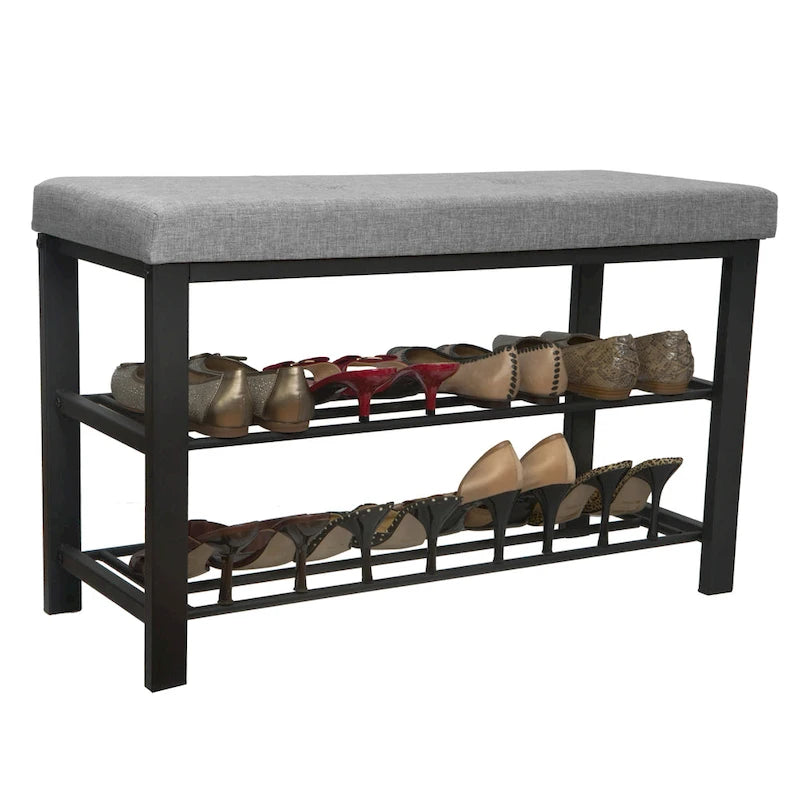 Simplify Entryway Bench with Shoe Storage in Grey - 32x 12.6x 18