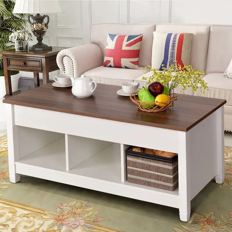 Lift-top Coffee Table with Hidden Compartment