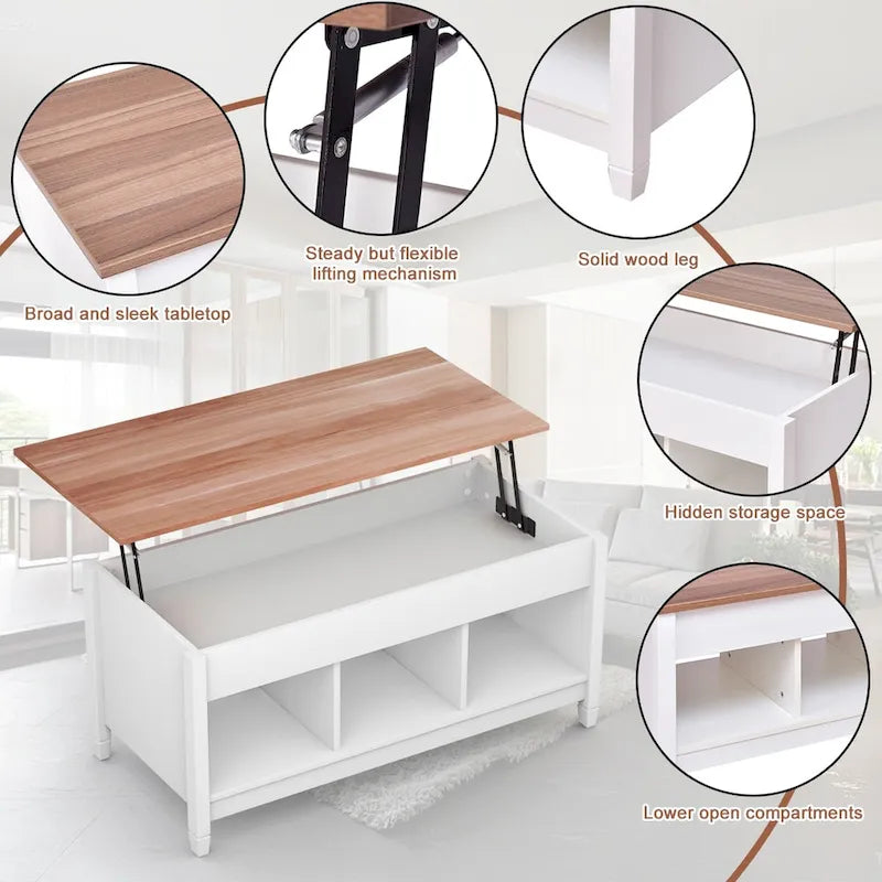 Lift-top Coffee Table with Hidden Compartment