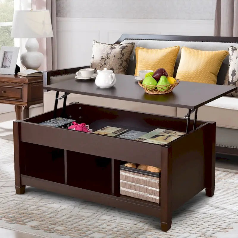 Lift-top Coffee Table with Hidden Compartment