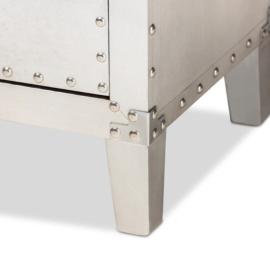 Baxton Studio Claude French Industrial Silver Metal 3-Drawer End Table