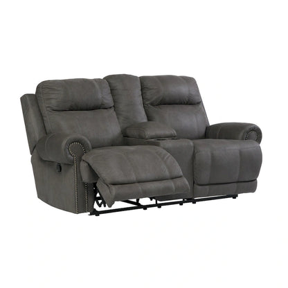 Austere Reclining Loveseat with Console Gray
