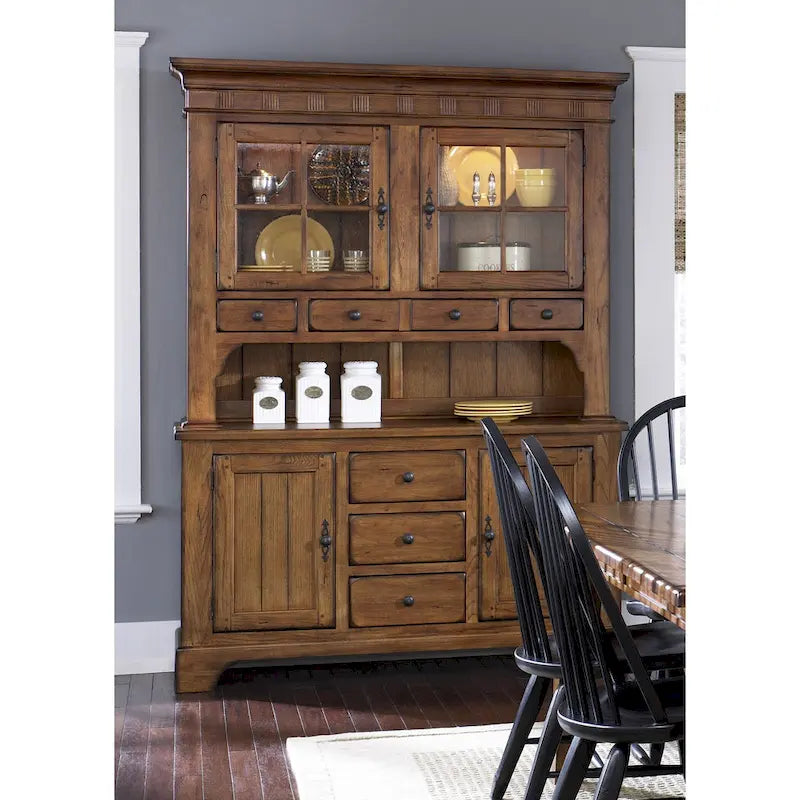 Treasures Rustic Oak Buffet and Hutch