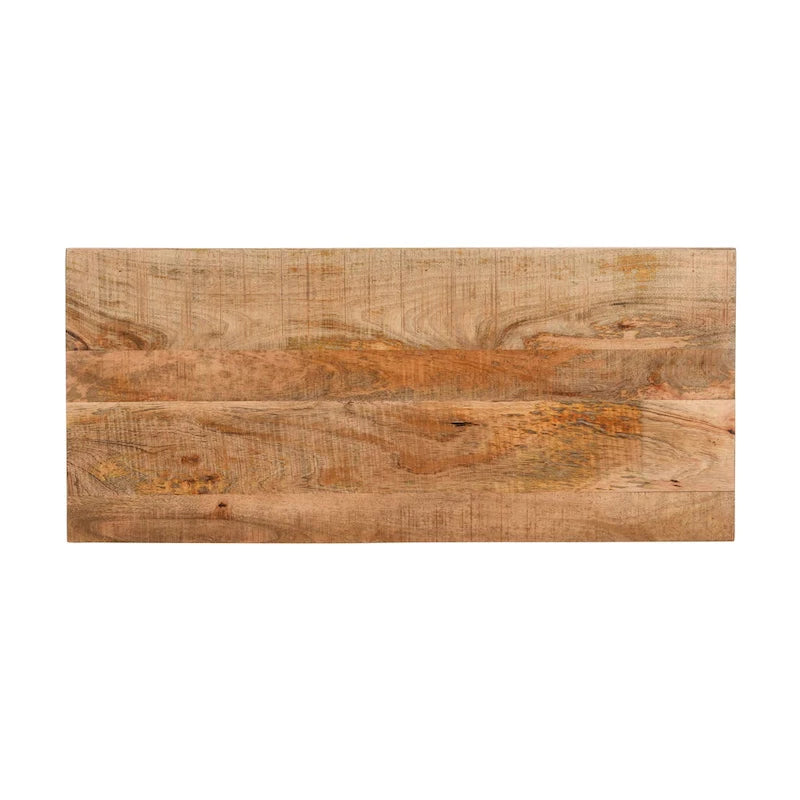 39 Inch Artisanal Farmhouse Style 2 Drawer Mango Wood Cabinet Console with 2 Door Storage Rustic Brown