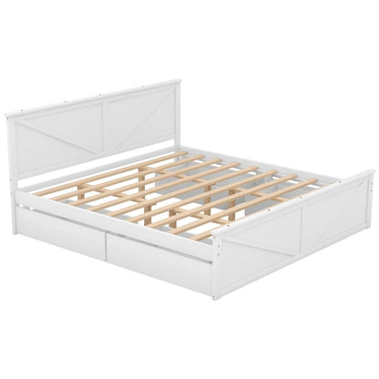 Merax Wooden Platform Bed with Four Storage Drawers and Support Legs