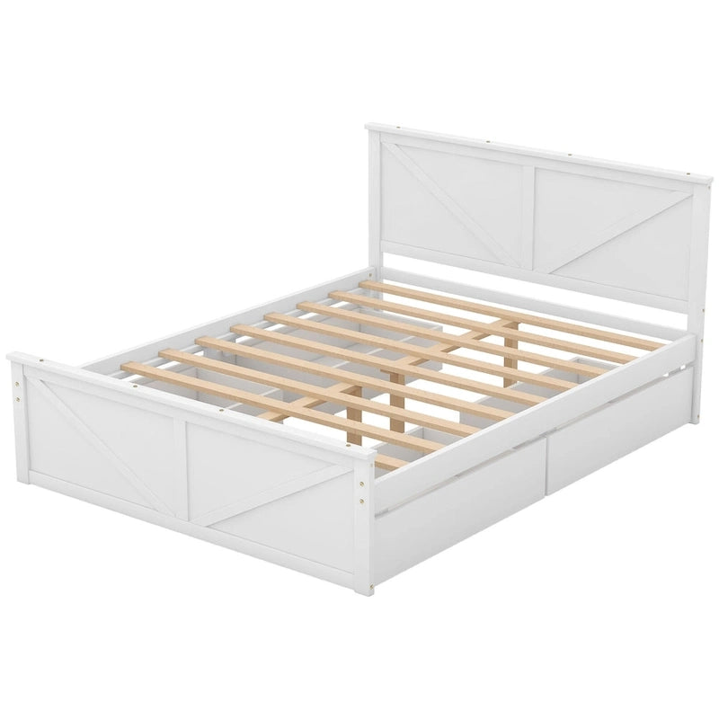 Merax Wooden Platform Bed with Four Storage Drawers and Support Legs