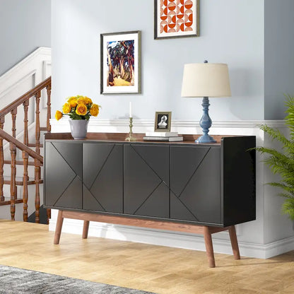 Wooden 4-door Buffet Sideboard with Storage for Kitchen Dining Room - N/A