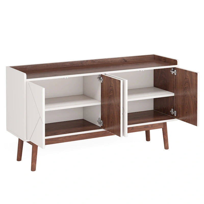 Wooden 4-door Buffet Sideboard with Storage for Kitchen Dining Room - N/A