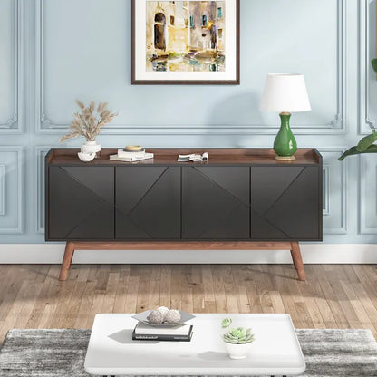 Wooden 4-door Buffet Sideboard with Storage for Kitchen Dining Room - N/A