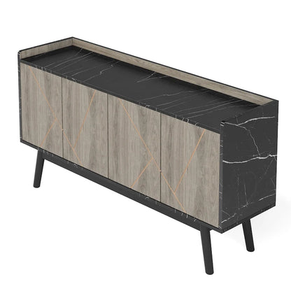 Wooden 4-door Buffet Sideboard with Storage for Kitchen Dining Room - N/A