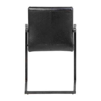 Greyson Genuine Full Grain Leather and Steel Modern Dining Arm Chair