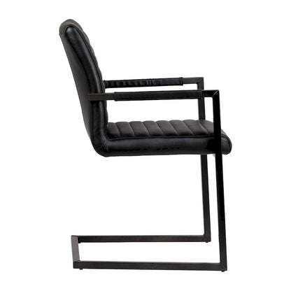 Greyson Genuine Full Grain Leather and Steel Modern Dining Arm Chair