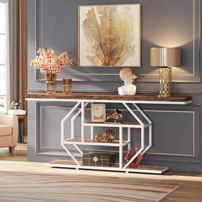 70.9 inch Extra Long Console Table, Modern Behind Couch Sofa Table, Faux Marble Entryway Table for Living Room, Hallway