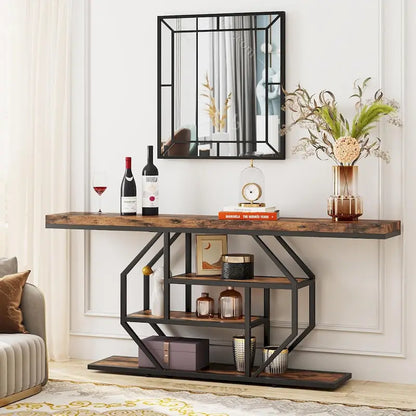 70.9 inch Extra Long Console Table, Modern Behind Couch Sofa Table, Faux Marble Entryway Table for Living Room, Hallway