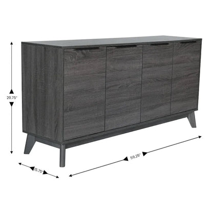 60 Buffet Cabinet with 4 Soft Close Doors and Adjustable Shelves - 15.75D x 59.25W x 29.75H