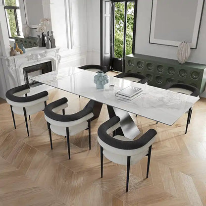 Modern Minimalist 6 - Person Sintered Stone Extendable Dining Set
