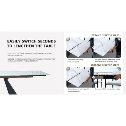 Modern Minimalist 6 - Person Sintered Stone Extendable Dining Set