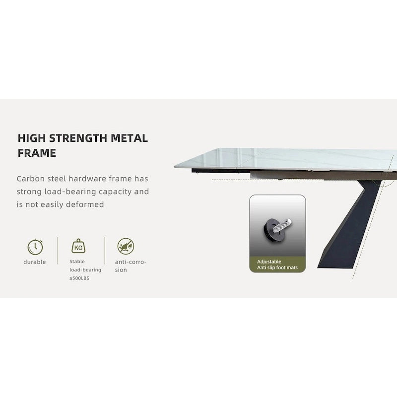 Modern Minimalist 6 - Person Sintered Stone Extendable Dining Set