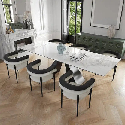 Modern Minimalist 6 - Person Sintered Stone Extendable Dining Set