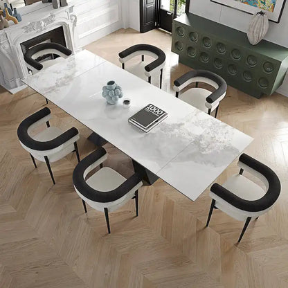 Modern Minimalist 6 - Person Sintered Stone Extendable Dining Set