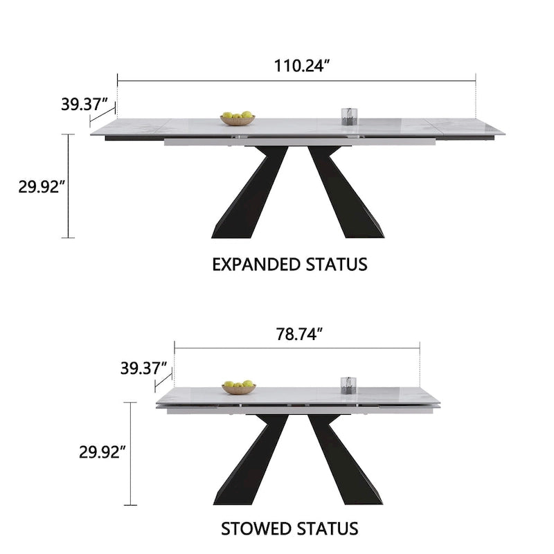 Modern Minimalist 6 - Person Sintered Stone Extendable Dining Set