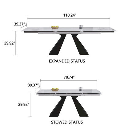 Modern Minimalist 6 - Person Sintered Stone Extendable Dining Set