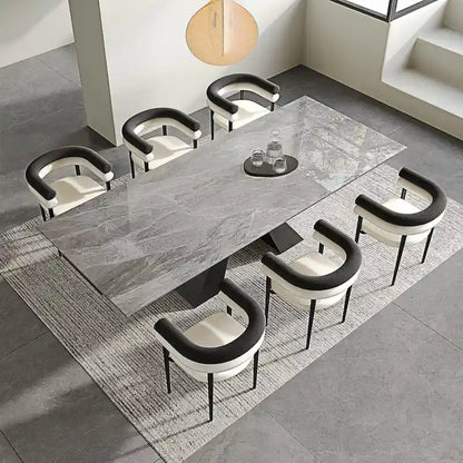 Modern Minimalist 6 - Person Sintered Stone Extendable Dining Set