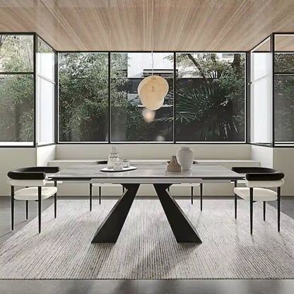 Modern Minimalist 6 - Person Sintered Stone Extendable Dining Set