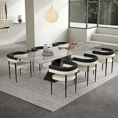 Modern Minimalist 6 - Person Sintered Stone Extendable Dining Set