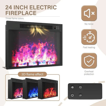 67 Farmhouse TV Stand with Large Cabinet with Sliding Barn Door & Fireplace