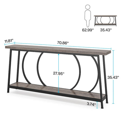 70.9 Inch Extra Long Narrow Sofa Console Table with Metal Frame for Entryway Living Room