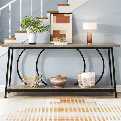 70.9 Inch Extra Long Narrow Sofa Console Table with Metal Frame for Entryway Living Room