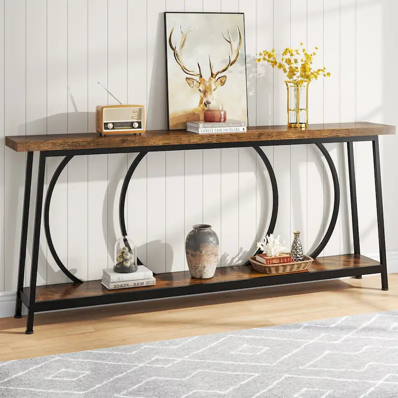 70.9 Inch Extra Long Narrow Sofa Console Table with Metal Frame for Entryway Living Room