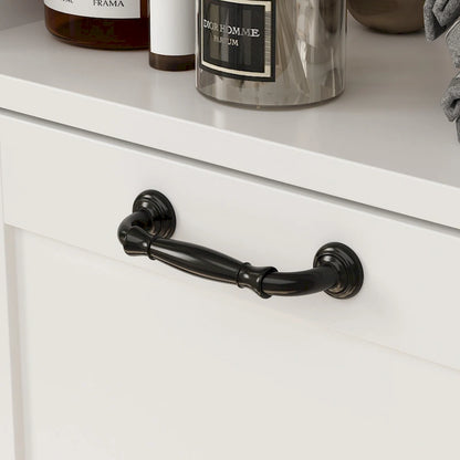 Sleek White Laundry Bathroom Cabinet with Unique Rotating Drawers
