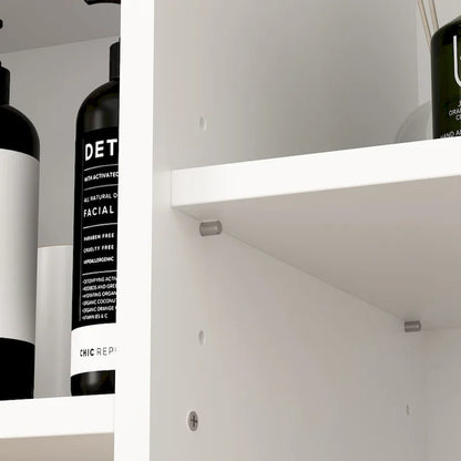 Sleek White Laundry Bathroom Cabinet with Unique Rotating Drawers