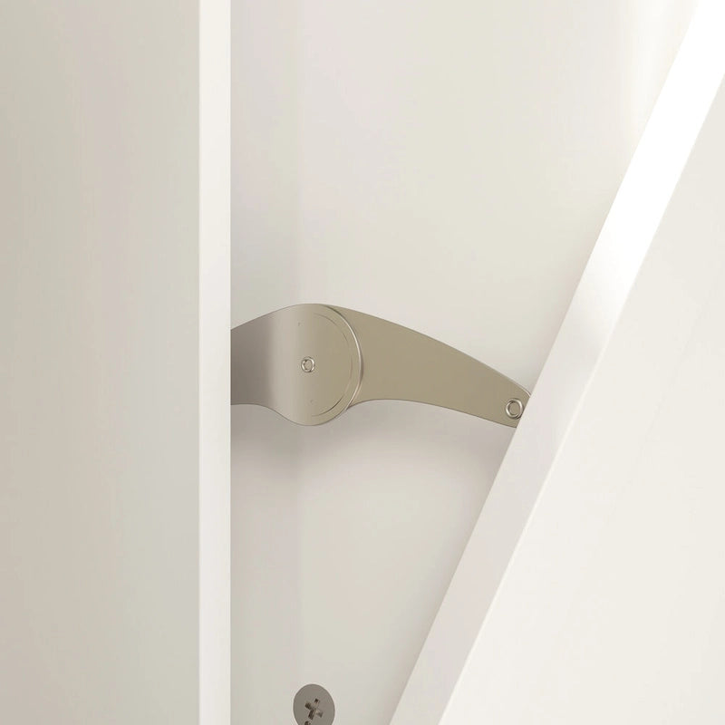 Sleek White Laundry Bathroom Cabinet with Unique Rotating Drawers