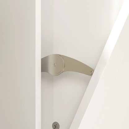 Sleek White Laundry Bathroom Cabinet with Unique Rotating Drawers