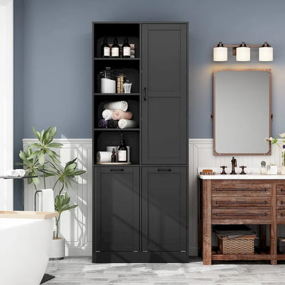 Sleek White Laundry Bathroom Cabinet with Unique Rotating Drawers