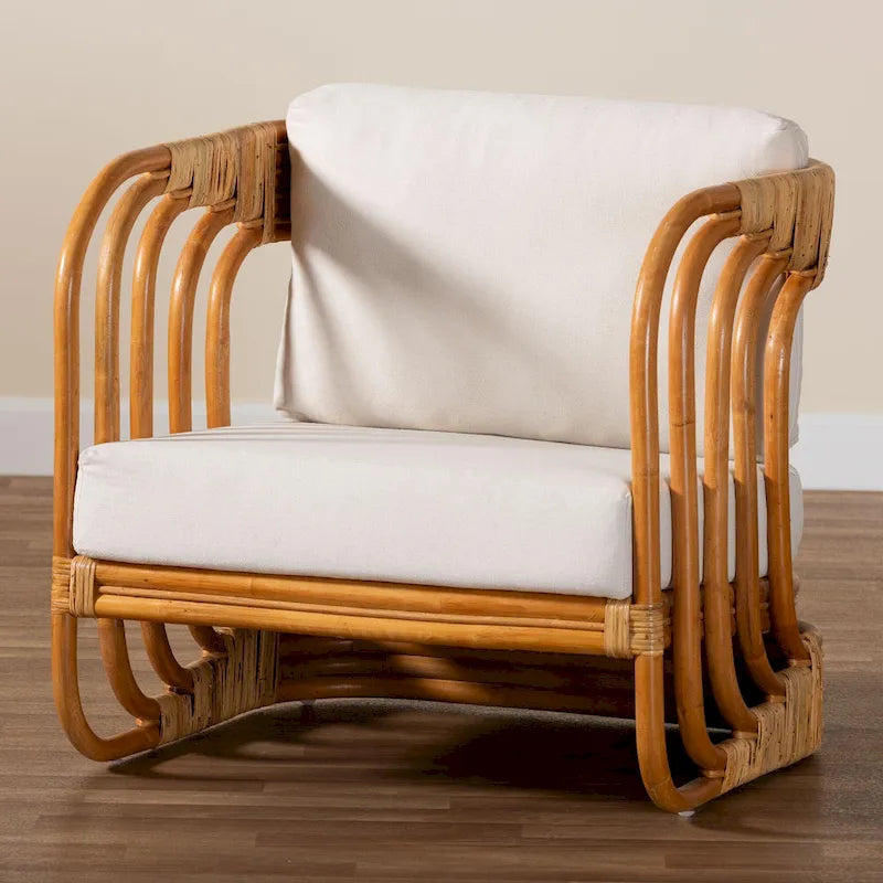 Corsa Modern Bohemian Natural Rattan Arm Chair