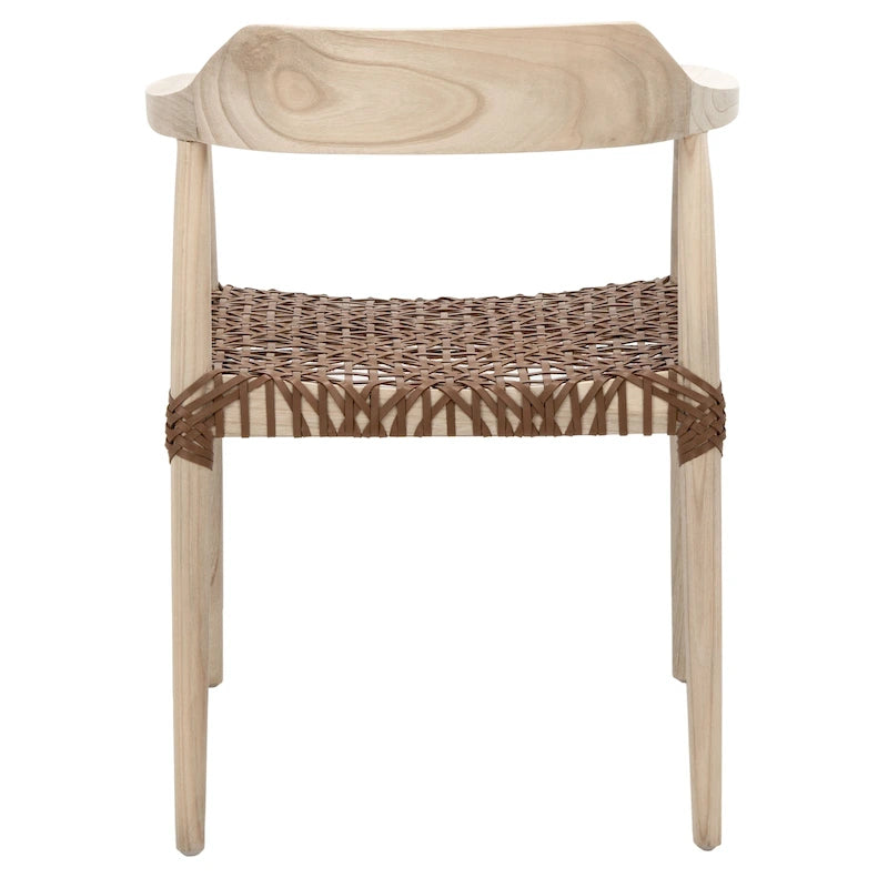 Munro Wanda Woven Leather & Solid Wood Accent Chair (Fully Assembled) - 22 W x 20.5 L x 28.5 H - 22Wx21Dx29H