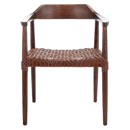 Munro Wanda Woven Leather & Solid Wood Accent Chair (Fully Assembled) - 22 W x 20.5 L x 28.5 H - 22Wx21Dx29H