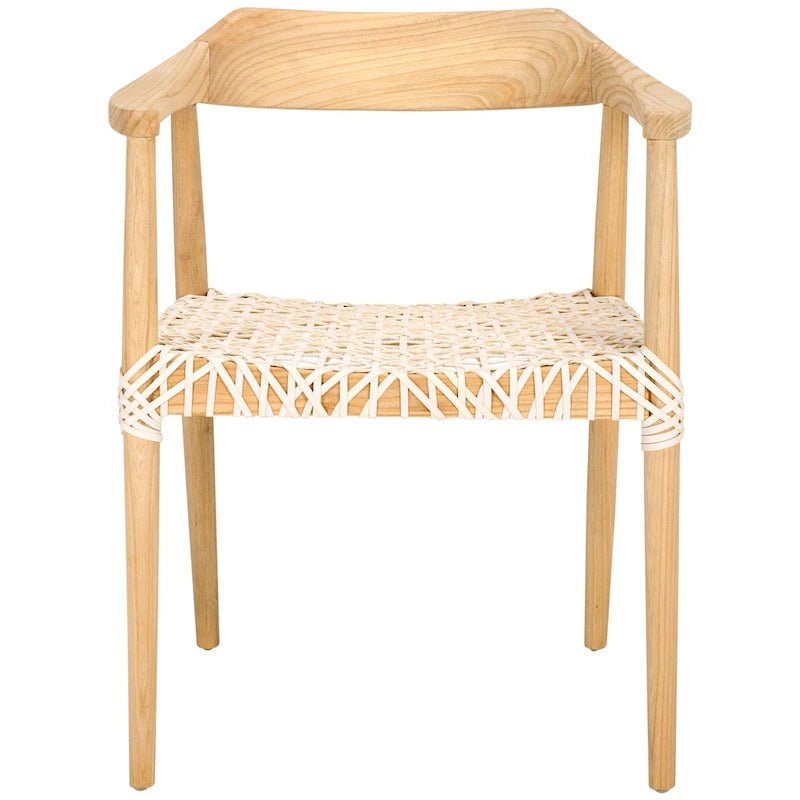 Munro Wanda Woven Leather & Solid Wood Accent Chair (Fully Assembled) - 22 W x 20.5 L x 28.5 H - 22Wx21Dx29H