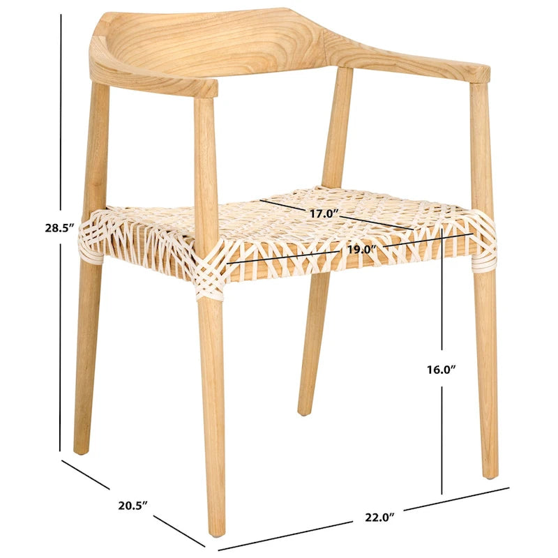 Munro Wanda Woven Leather & Solid Wood Accent Chair (Fully Assembled) - 22 W x 20.5 L x 28.5 H - 22Wx21Dx29H